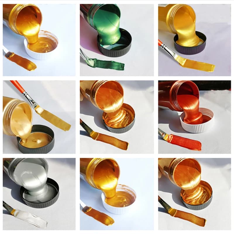 60ml Gold Paint Metallic Acrylic Paint,waterproof Not Faded for Statuary Coloring DIY Hand Clothes Painted Graffiti Pigments 50g