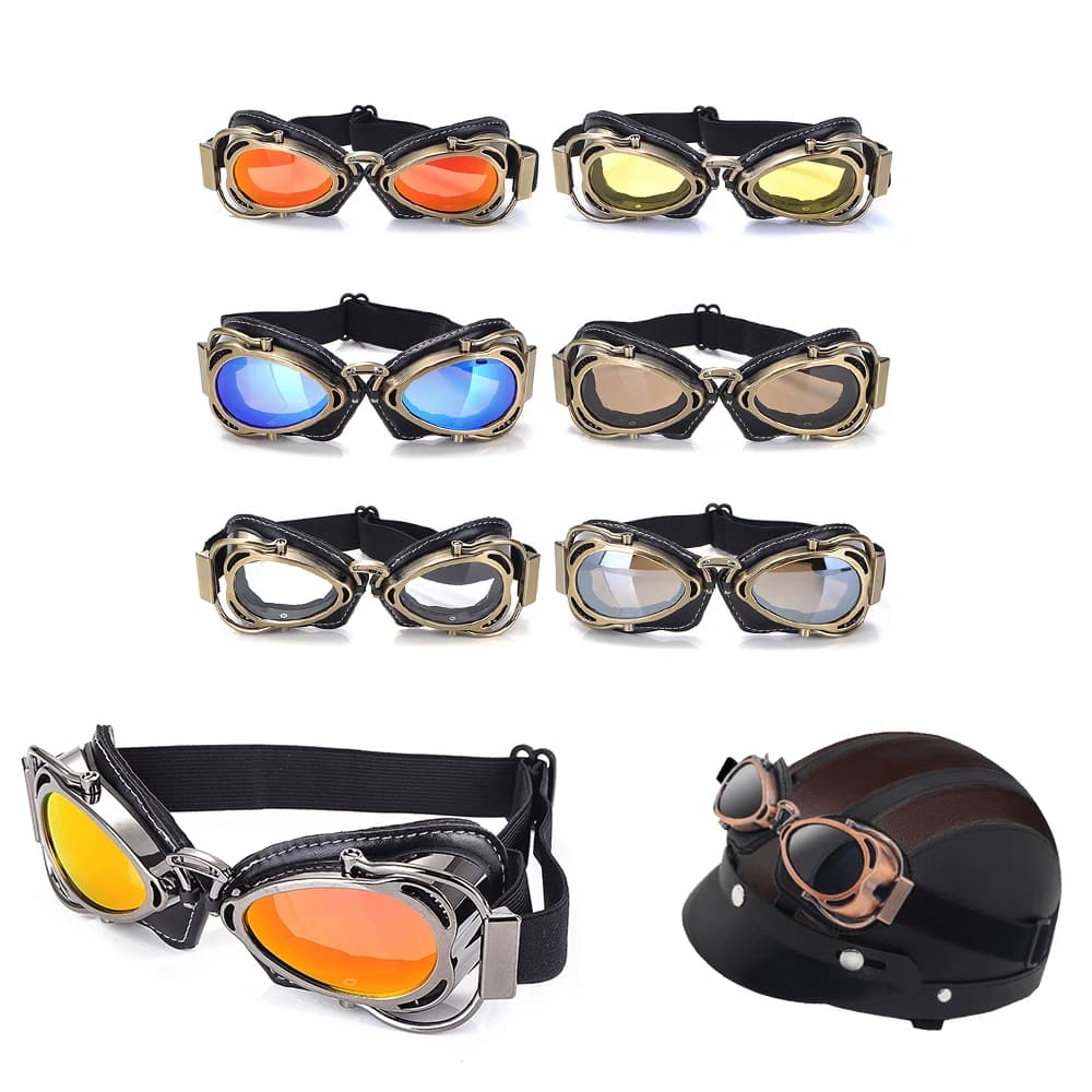 Women's Winter Women's Vintage Motorcycle Protection Of Eyes Riding Glasses Helmet Antique Protection Glasses Motocross Sunglasses Atv Dirt Bike Mtb