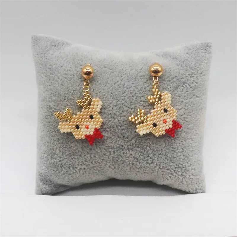 ZHONGVI Miyuki Beads Jewelry Sets Boho Elk Bracelet Simple Handmade Friendship Necklace and Earring for Women Christmas Gifts