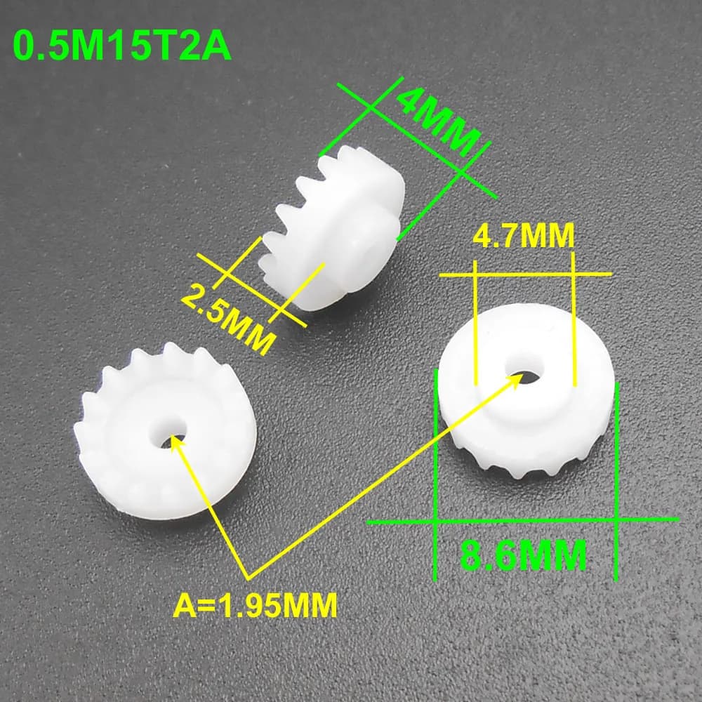 C152A 0.5M Corona di Plastica Ingranaggio Giocattolo Modello FAI DA TE Accessori 15 Denti Stretti per Ingranaggi Albero 2mm 100 pz/lotto
