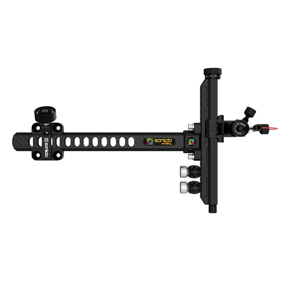 Sanlida Tiro con l'arco X10 Arco ricurvo Mirino in fibra ottica Pin 9 pollici CNC Barra in carbonio Strumento di mira per tiro al bersaglio professionale