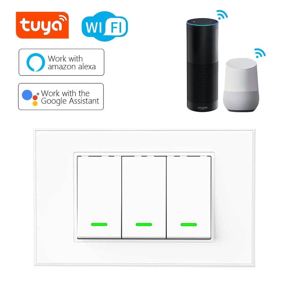 CBE Tuya Zigbee US Smart Wall Light Switch Smart Home 1 2 3 Gang Wifi Control barbell switch works with Alexa Google Home