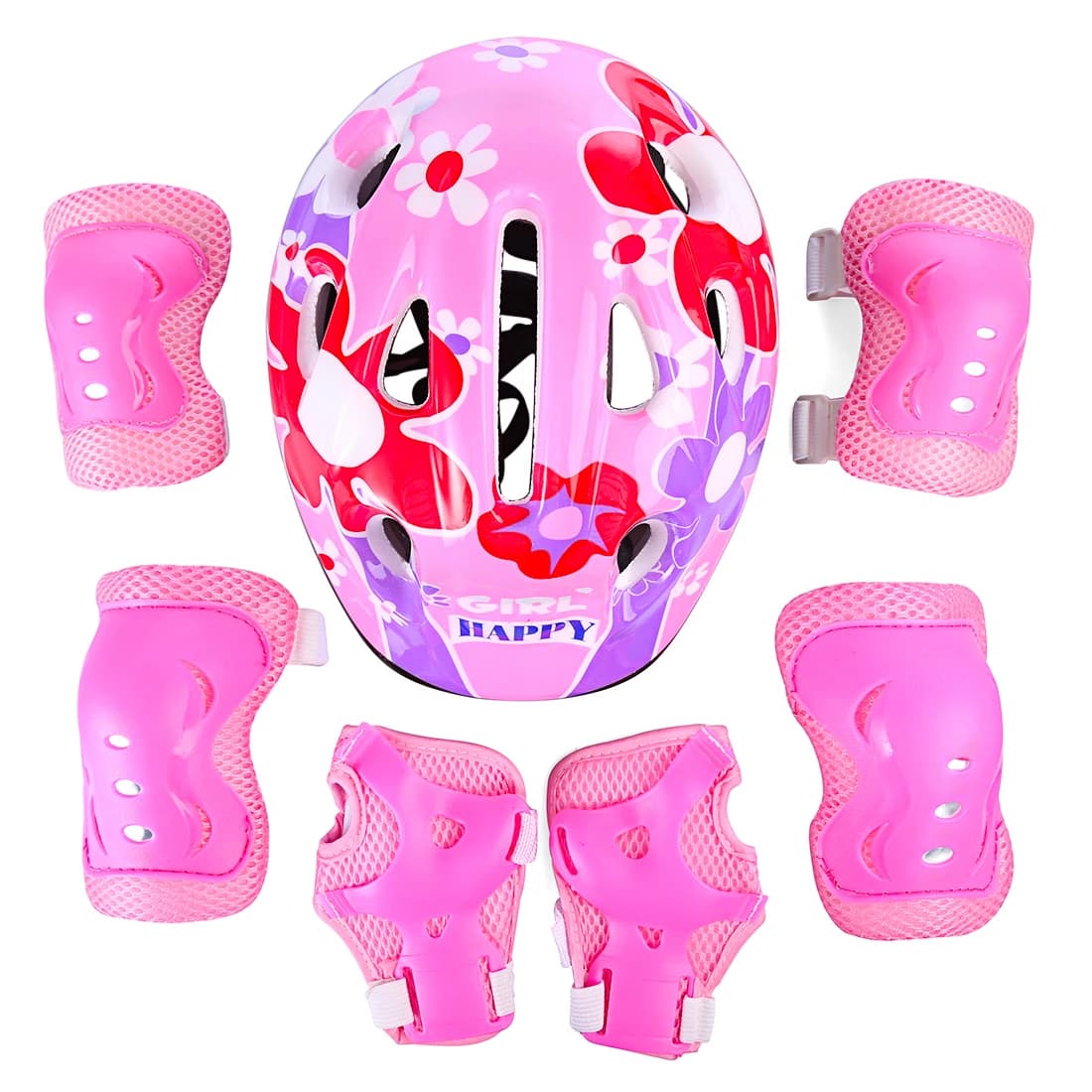 7Pcs Della Bicicletta Casco Pattini da Ghiaccio Equilibrio Proteggere Ingranaggio Casco Set per 5-13 anni Le Ragazze di Skateboard equitazione Casco Della Bicicletta