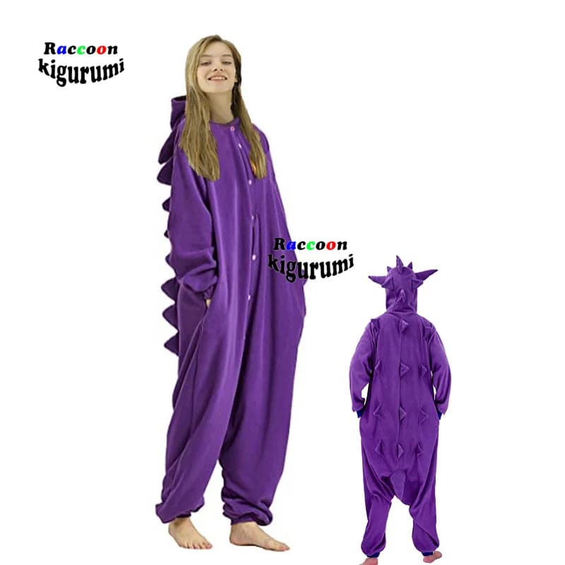 (100-200cm) viola tutina coppie abbigliamento Cartoon Homewear donna pigiama maschio animale natale Cosplay pagliaccetto procione Kigurumi