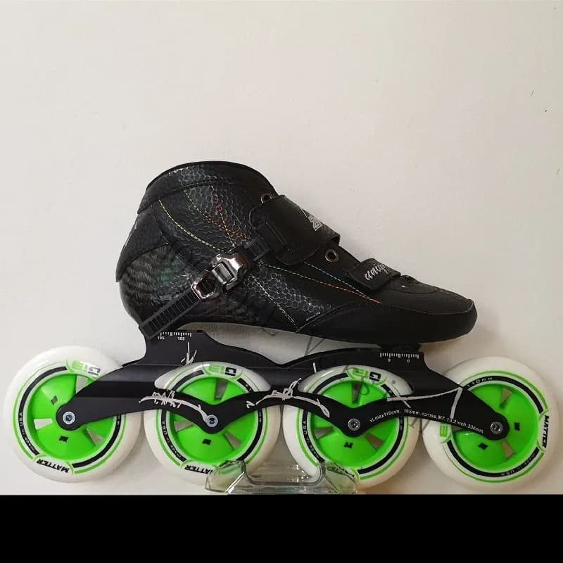 2 Layer Carbon Fiber Line Speed Skater Boots with CNC skating base F1 Gi3 Roller Wheel 90mm 100mm 110mm Tyre sneaker