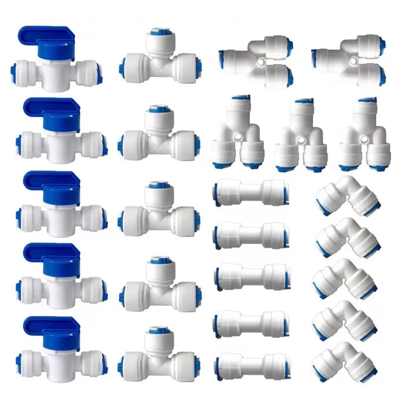 Quick connection for reverse osmosis 1/4 fitting for flexible pipe fitting to t Y fitting to 2-way to elbow equal fitting for plastic pipe for water RO right
