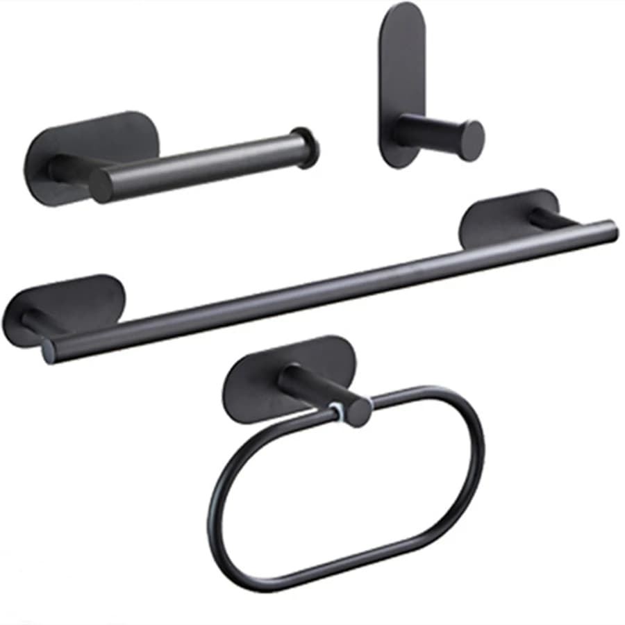 Nero SUS 304 Hardware autoadesivo bagno cucina portasciugamani porta carta asciugamano anello appendiabiti accessori senza foratura