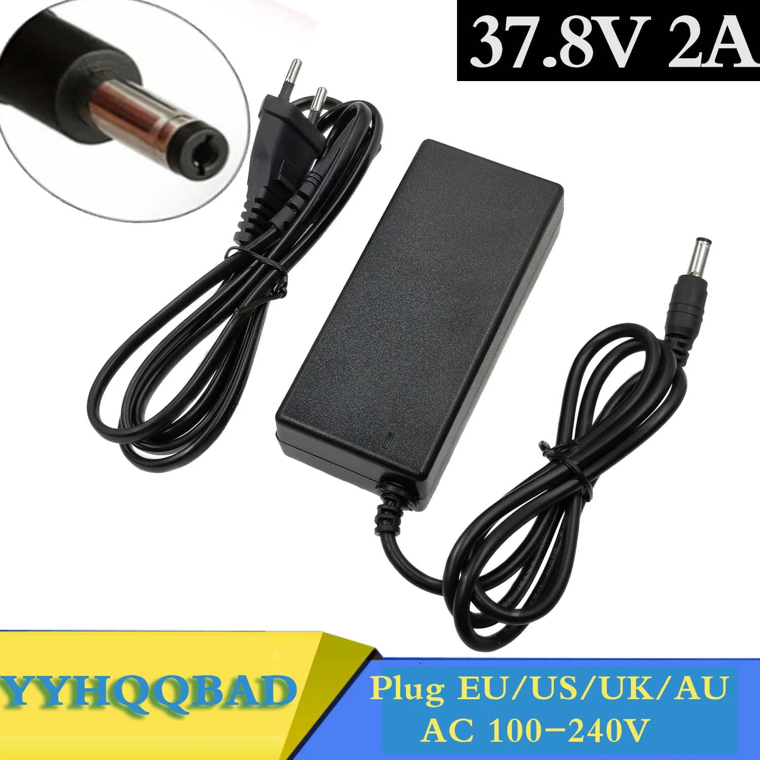 Caricabatterie ai polimeri di litio da 37,8 V 2 A per caricabatterie portatile DC5525 con pacco batteria agli ioni di litio 9S