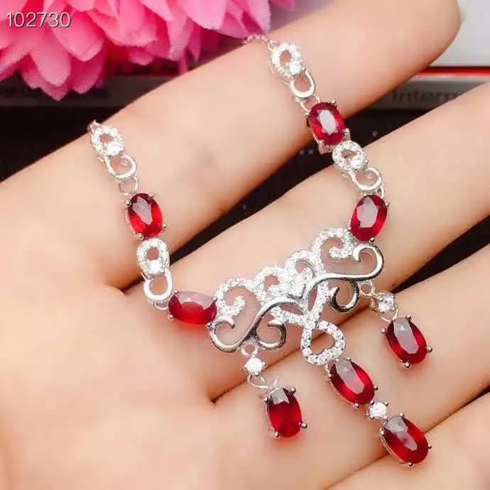 Collana di rubini naturali e reali con pendente Ciondolo in vero rubino naturale Spedizione gratuita in argento sterling 925