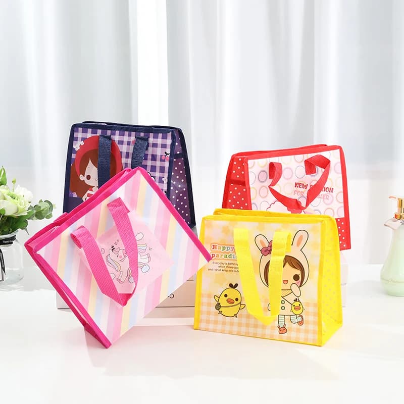 Borsa per la spesa riutilizzabile impermeabile dei cartoni animati borsa a tracolla per il pranzo della borsa della spesa del fiore ecologico delle donne