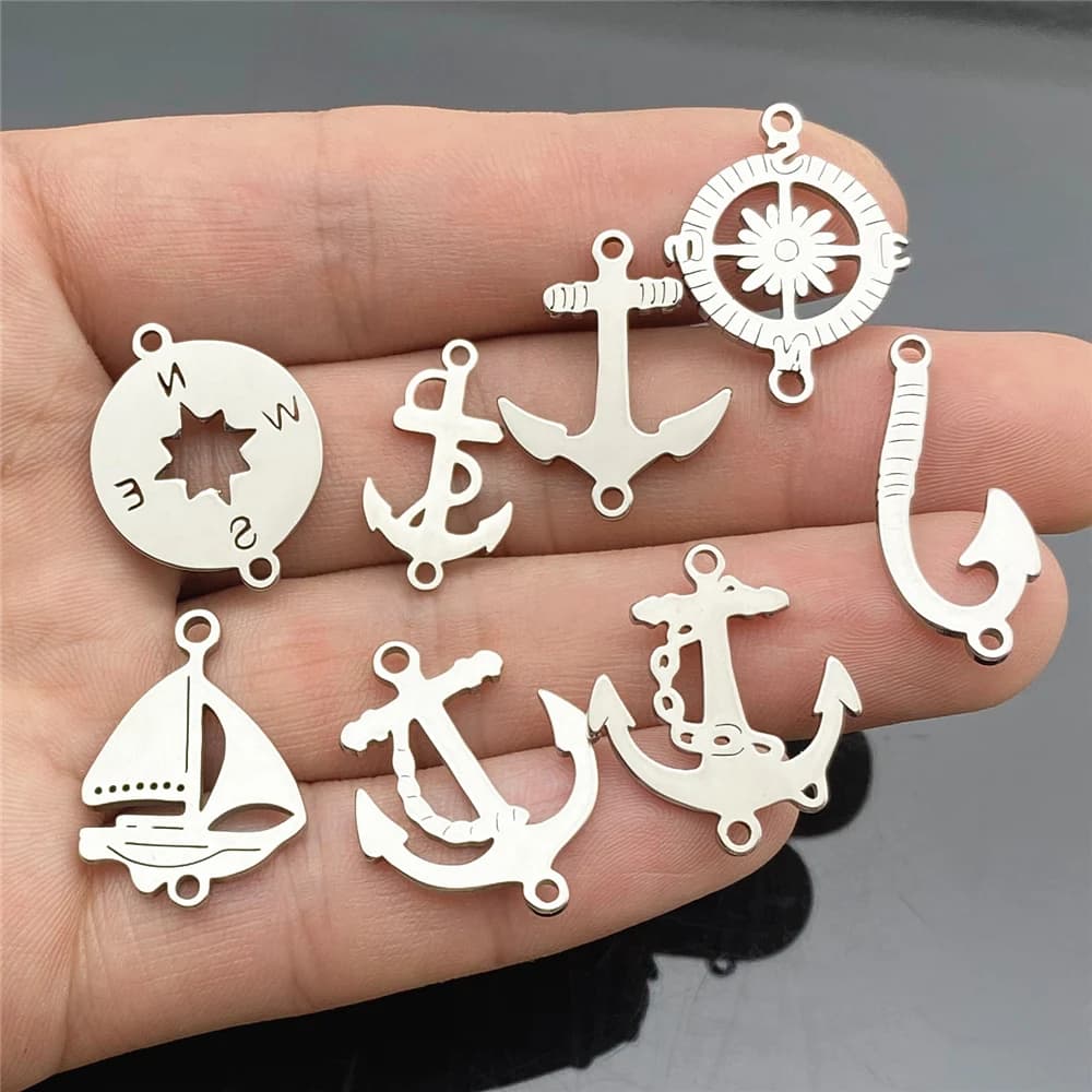Ciondoli a vela misti Acciaio inossidabile Risultati fai da te Regalo Bracciale Connettore Ancoraggio per barca Ciondolo timone Gioielli fai da te fatti a mano