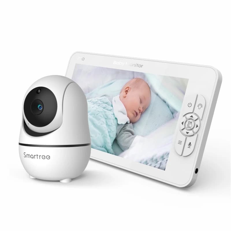 Baby monitor video da 7", display HD 720P, IPS, supporto 2 telecamere HD, durata della batteria 24 ore, portata 1000 piedi, modalità split