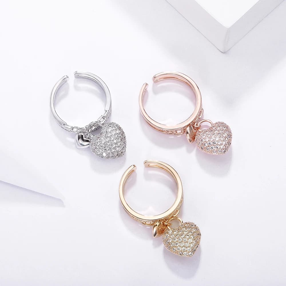 Nuovi anelli di zircone Chram cuore carino per le donne anello di promessa di fidanzamento in oro argenteo regali di gioielli da sposa femminili 2022