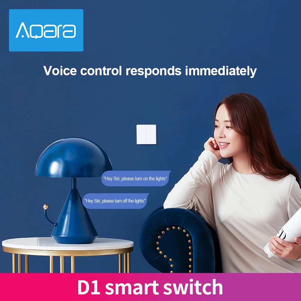 Aqara D1 Zigbee Smart Wall Switch, Wireless Remote Control, Light Switch with Triple Keyboard for Mijia Smart Home