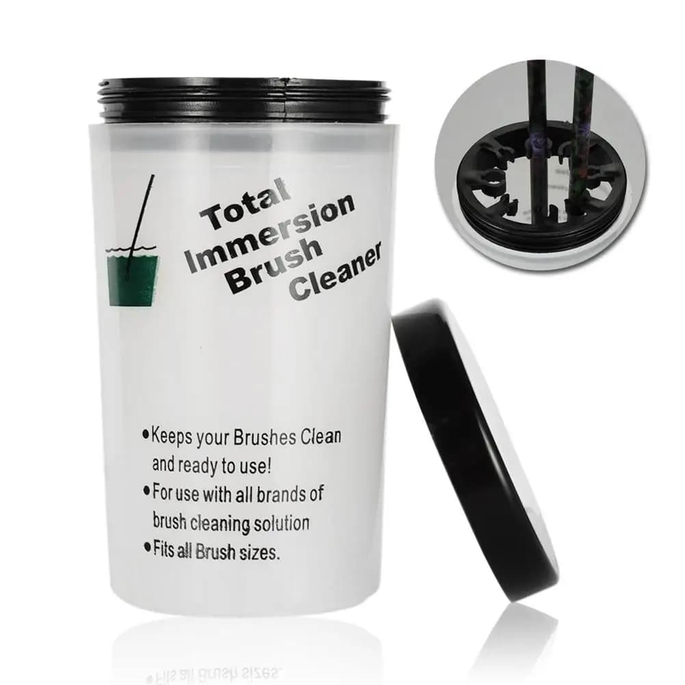 Detergente per bottiglie per pulizia con penna a pennello per strumento portatile per nail art con coperchio a clip Contenitore per tazza per pulizia dell'acqua di lavaggio in acrilico