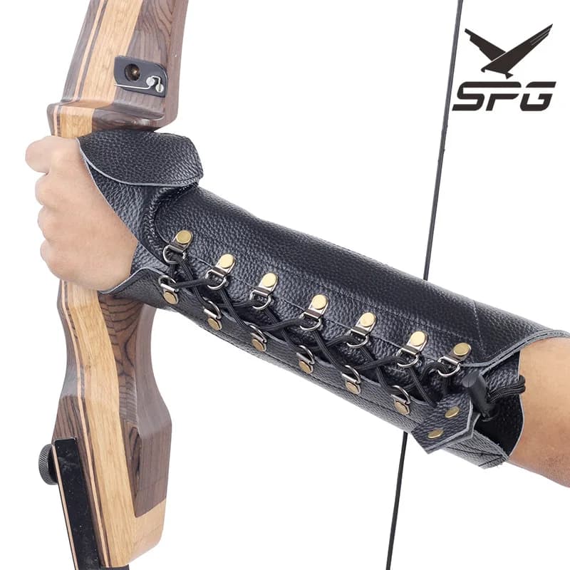 Hunting Archery Arm Guard Bow Protective Gear Unisex Leather Protector Bracer Glove Adjustable