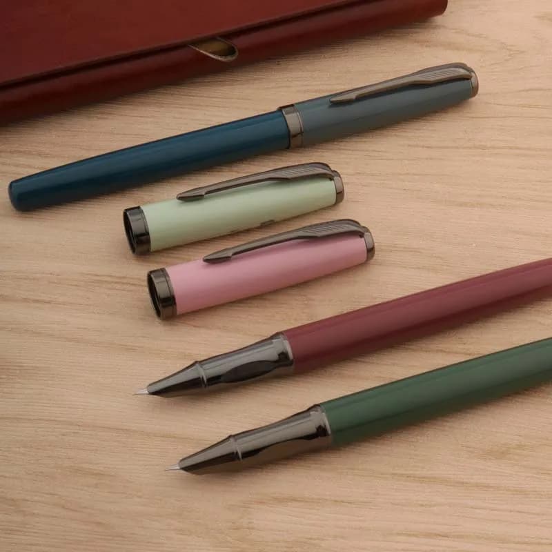 2022 Metal Morandi Color Fountain Pen Gun gray Arrow Fude Bending Nib Business Office School Supplies Ink Pens New