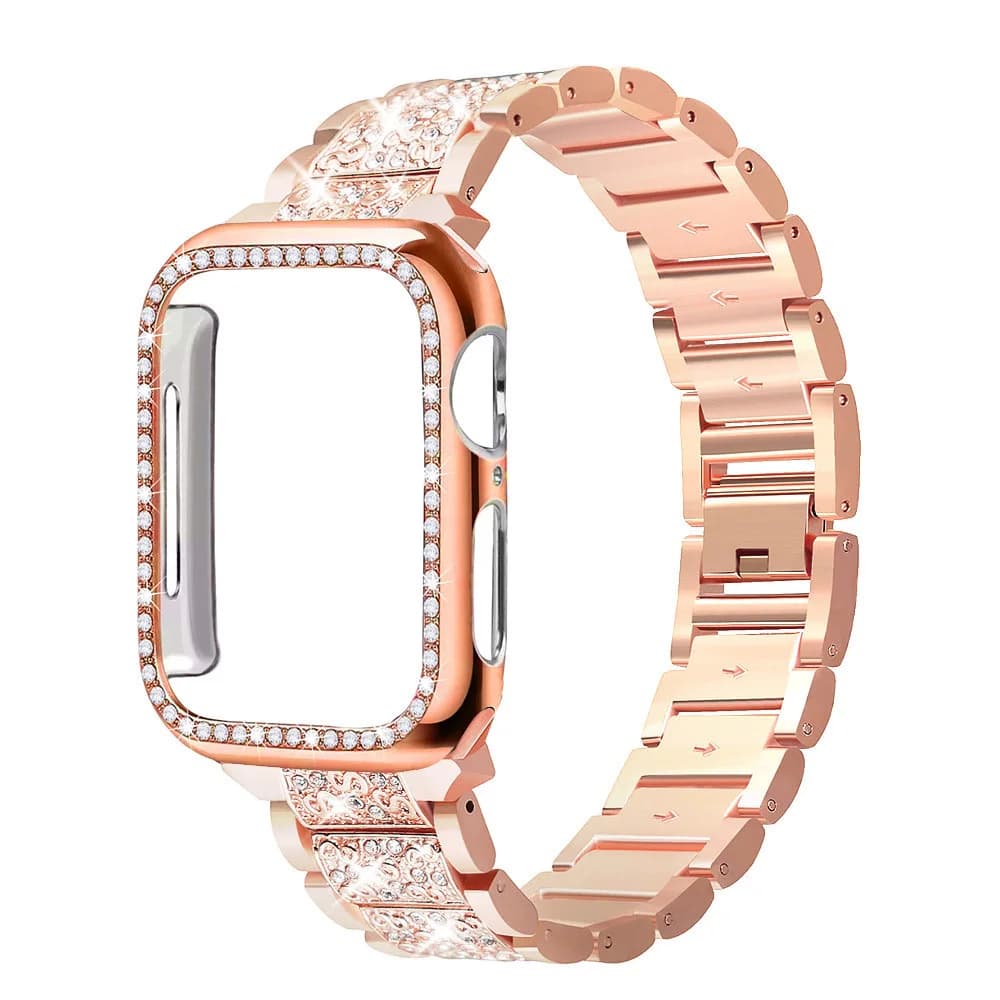 Case + bling strap for Apple Watch 40mm 44mm 41mm 45mm 38mm 42mm 40mm Metal bracelet with iWatch 9 8 3 6 series diamonds if 7 band