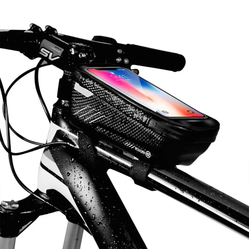 Borsa per supporto per telefono per bici/bicicletta Borsa per manubrio per tubo superiore con telaio anteriore impermeabile per ciclismo con custodia per touch screen