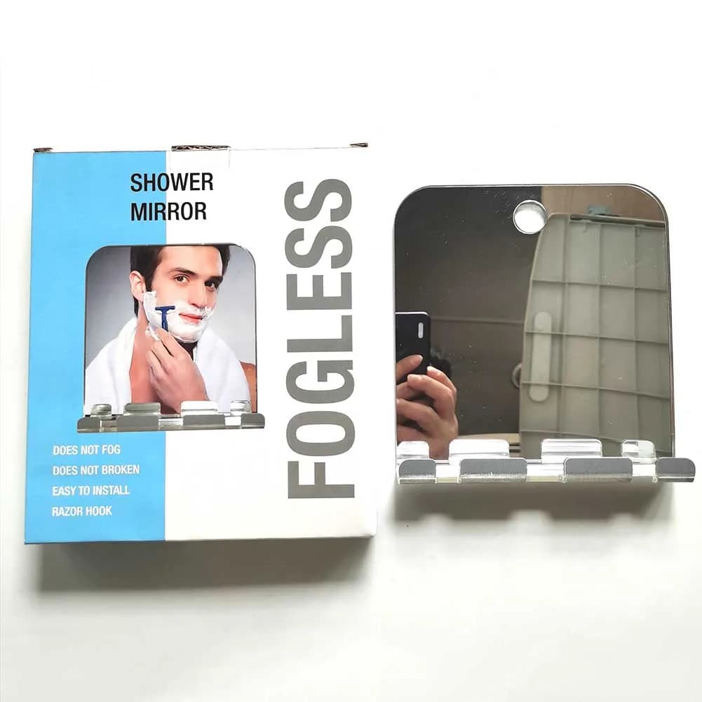 Specchio da bagno antiappannante infrangibile per rasatura supporto per gancio per rasoio ventosa per specchio da viaggio senza nebbia da parete per bagno