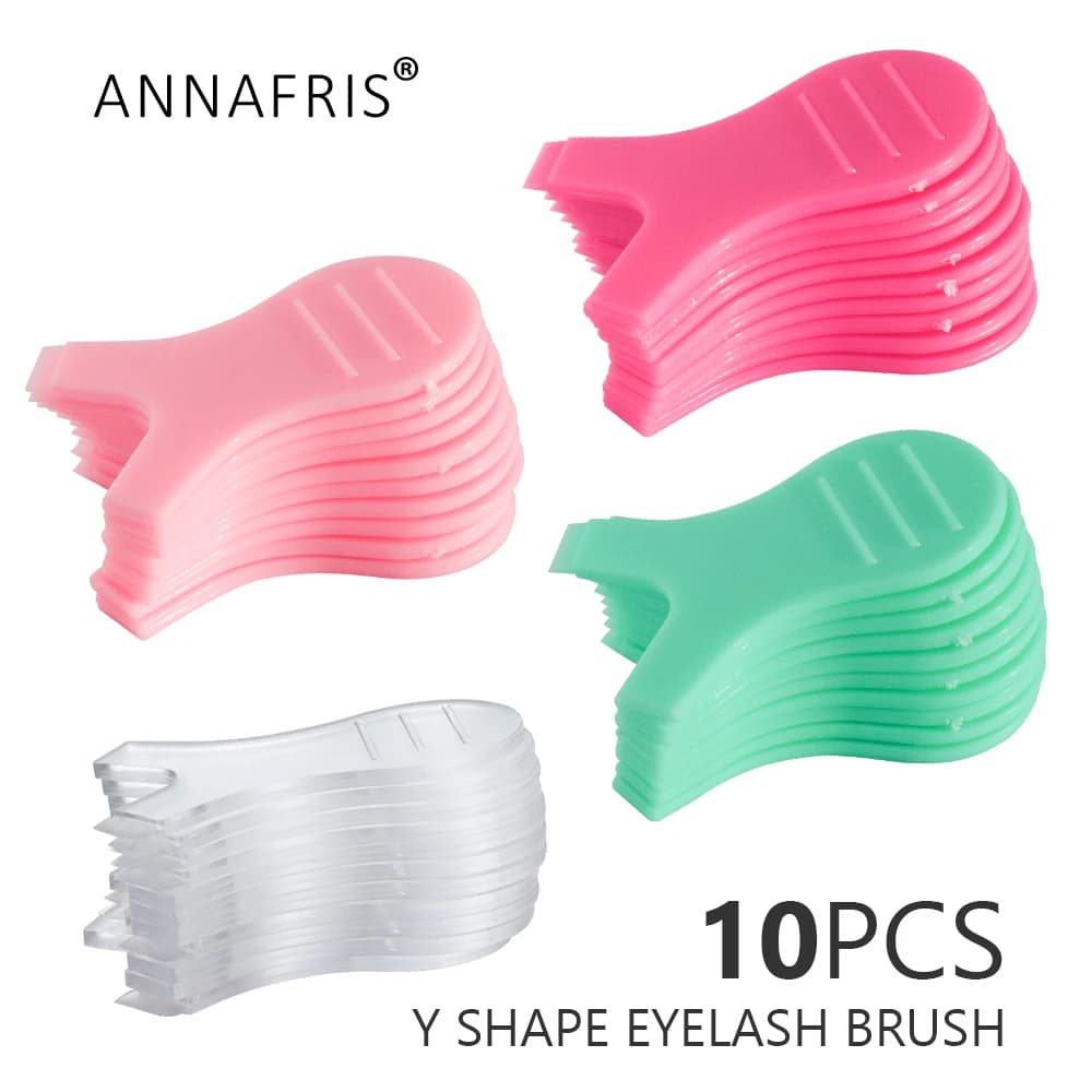 10pcs estensione ciglia spazzola a forma di Y ciglia calde Silicone Mini pettine a forma di Y per ciglia innestate pulizia strumenti per il trucco