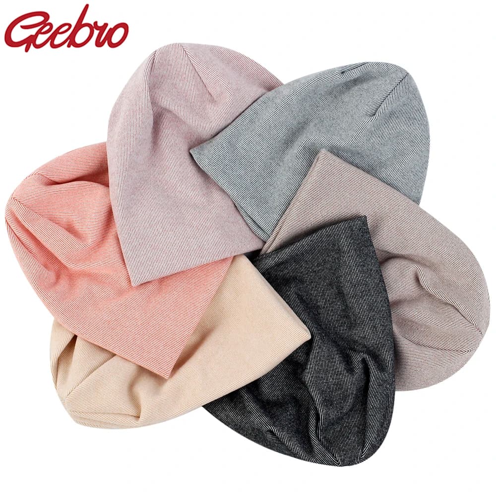 Geebro Cute 0-9 Months Newborn Baby Girls Ribbed Cotton Beanies Kids Childs Autumn Winter Knitted Hat caps For New Born Gifts