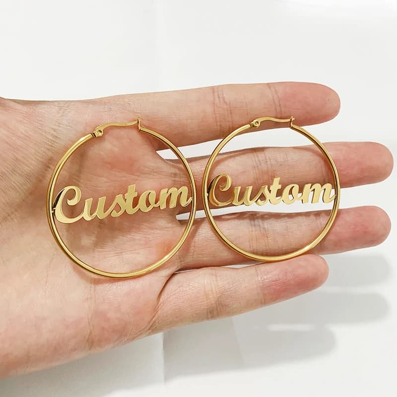 Orecchini personalizzati con nome personalizzato a cerchio Multi formato per ragazze donna orecchini pendenti in acciaio inossidabile gioielli regalo per Club