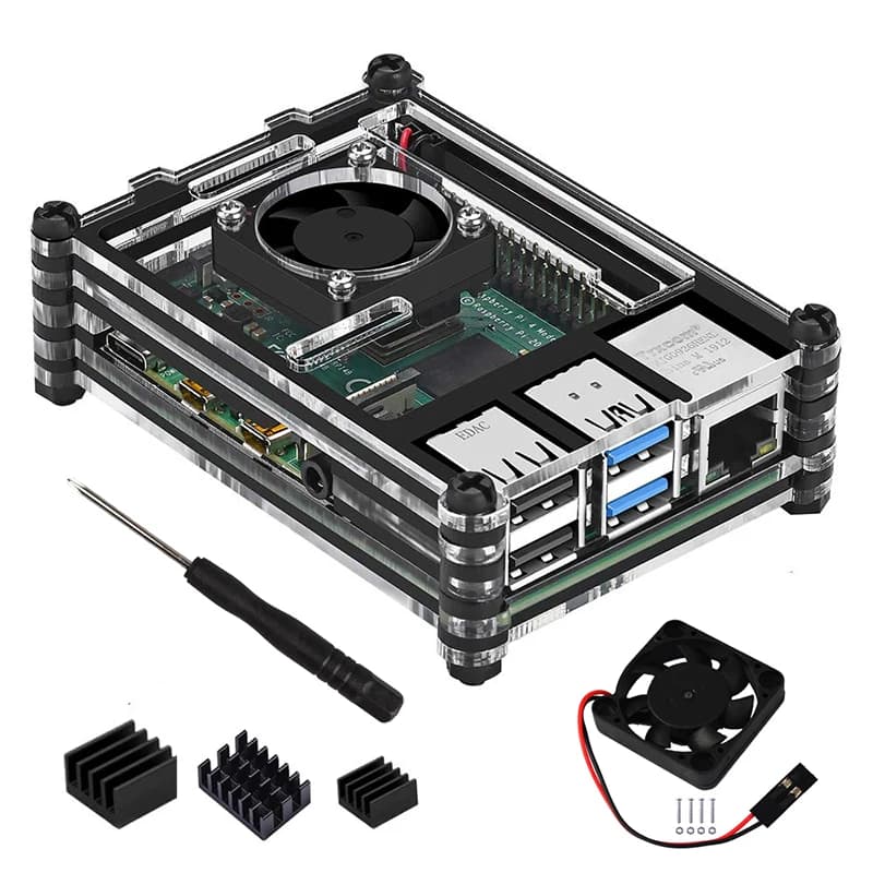 Case for Raspberry Pi 4B 9-layer acrylic with cooling fan