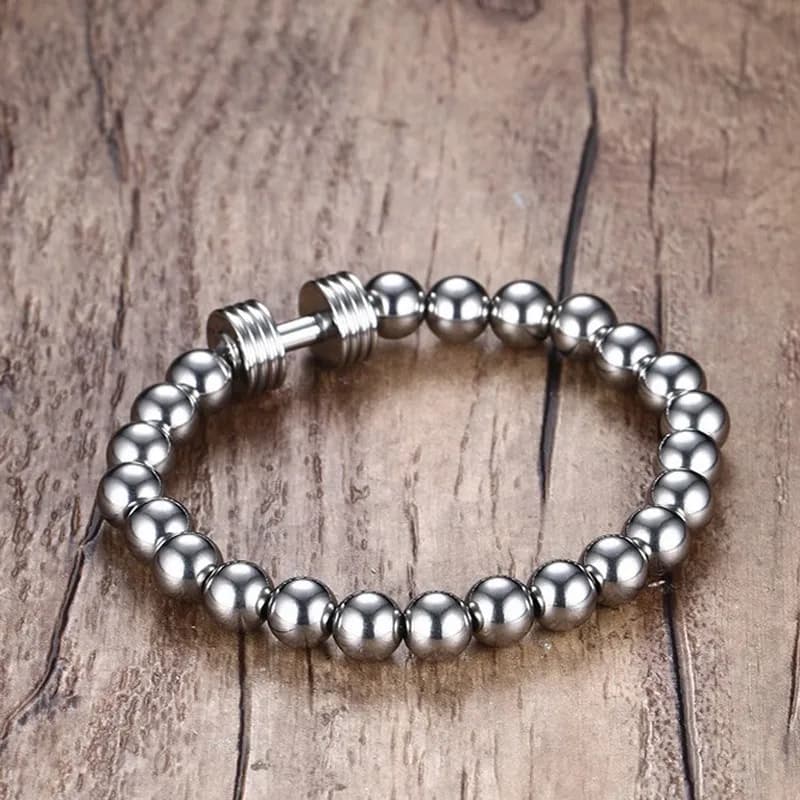 Men's Bracelet with Power Handlebars with 8 mm beads, sports bracelet for fitness, bracelet with handlebars, energy jewelry bracelet