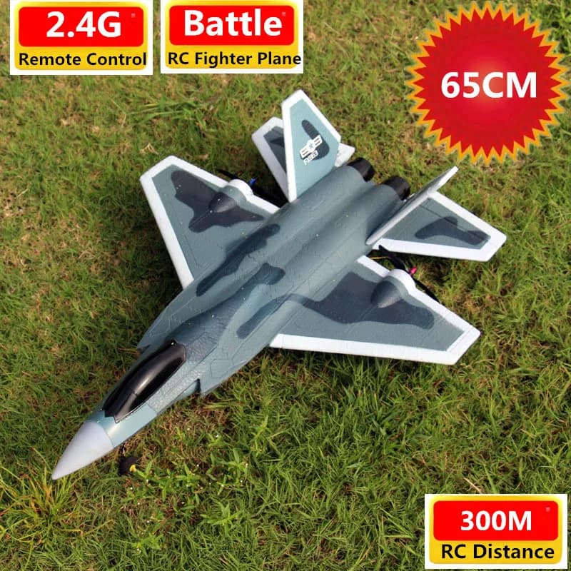 Aeroplano RC ad ala fissa di grandi dimensioni da 65 cm, modello di aereo da combattimento RC con telecomando 2.4G in EPP, RTF, giocattolo, portata 300 m.