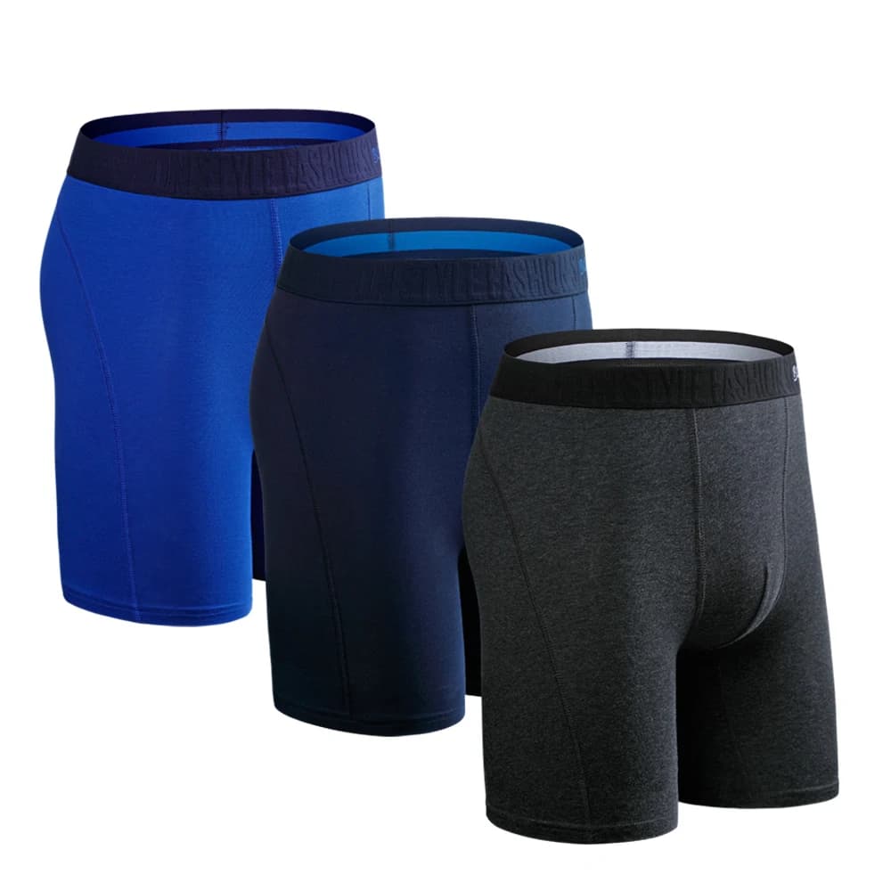 3 pezzi Mutande lunghe da uomo Mutandine da uomo in cotone Lotti Boxer Uomo Underware Famiglia sexy Boxer Boxer per pantaloncini maschili Calecon