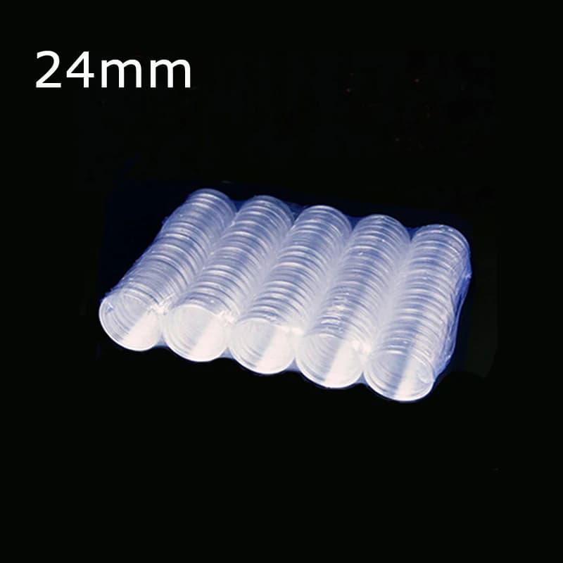 100 pezzi custodia protettiva in plastica trasparente per capsule da 24mm per scatole porta monete per giochi da tavolo