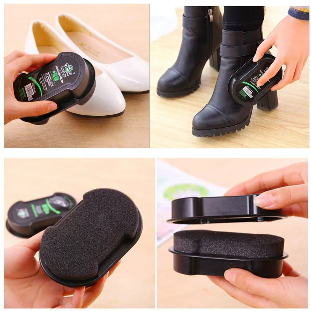1 Smalto per scarpe multifunzionale a doppia faccia Incolore leggero Strofinare Olio per la cura della pelle Spugna Cera Spazzola per scarpe nere Pulizia della casa
