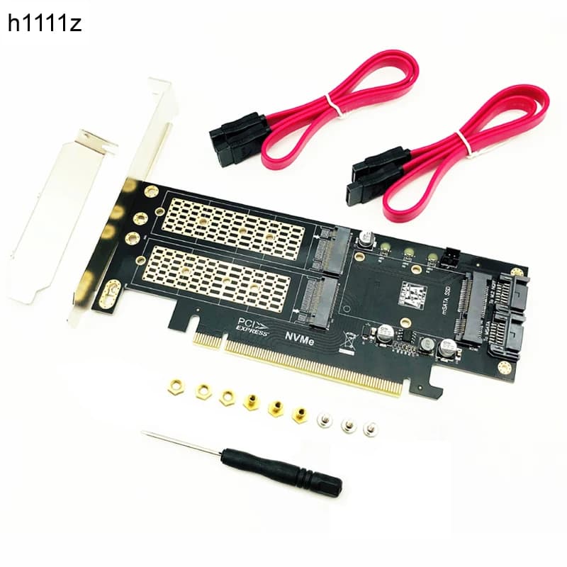 Riser Card M2 NVMe SSD NGFF a PCIE 3.0 X16 adattatore per Chi a Mining supporto M Key NVME SSD B Key M2 SATA SSD mSATA 3in1 Adapter
