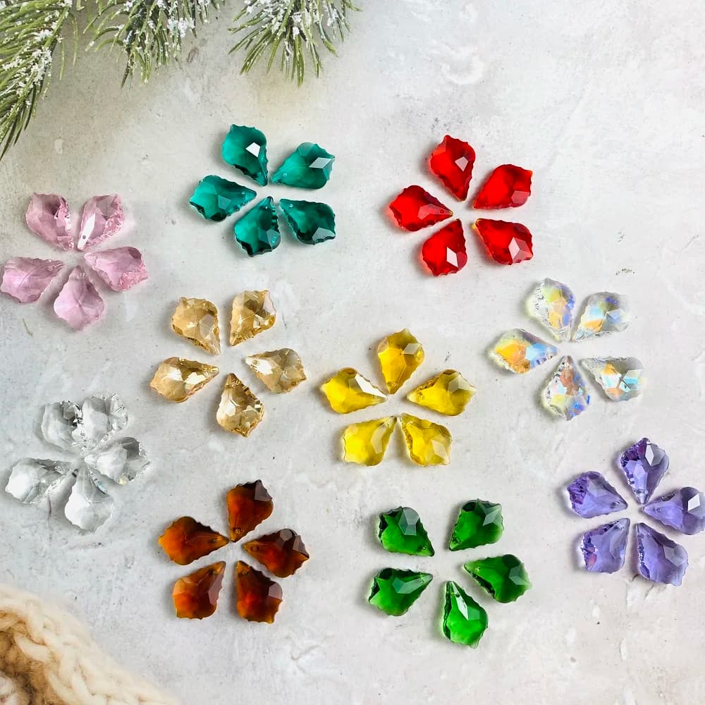 22mm 10PCS Maple Leaf Crystal Bead Prism Lighitng Suncatcher Chandelier Parts Replacement Pendant Home Decor DIY Jewelry Making