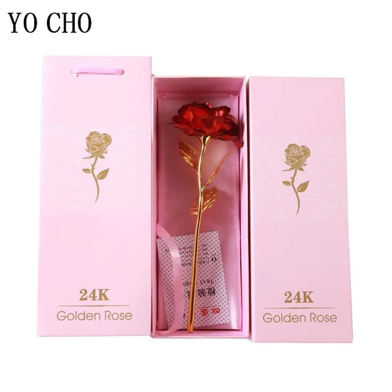 Lamina placcata in oro rosa 24 carati Amore eterno duraturo per la decorazione di nozze Fiore artificiale Regalo creativo di San Valentino 1 scatola