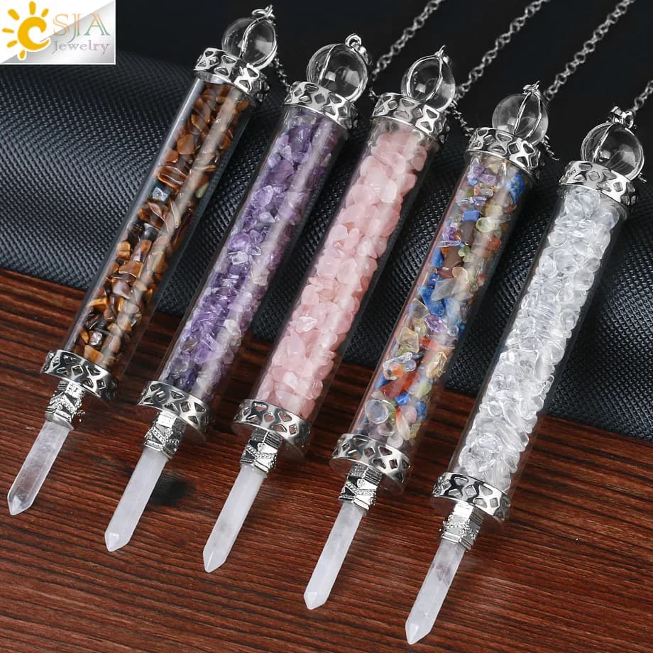 CSJA Bottiglia dei Desideri Pendolo per Divinazione Ciondolo in Pietra di Cristallo Dowsing Pendolo Pendolo Radiestesia Pendulo Adivinacion G882