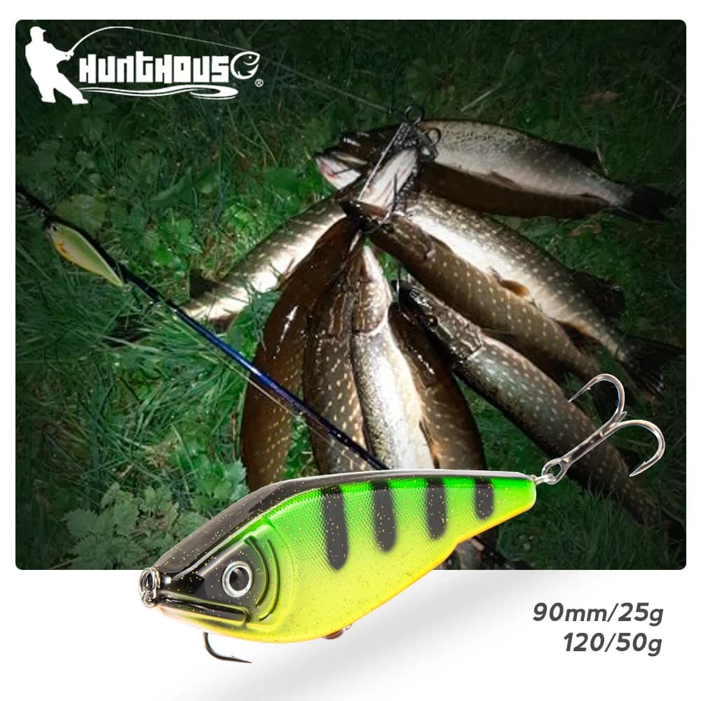 Hunthouse Jerkbait Richiamo di Pesca Pike Esche Affondamento Lento Pesca Leurre Crankbait Wobblers Per D'acqua Dolce Bass Affrontare LW518