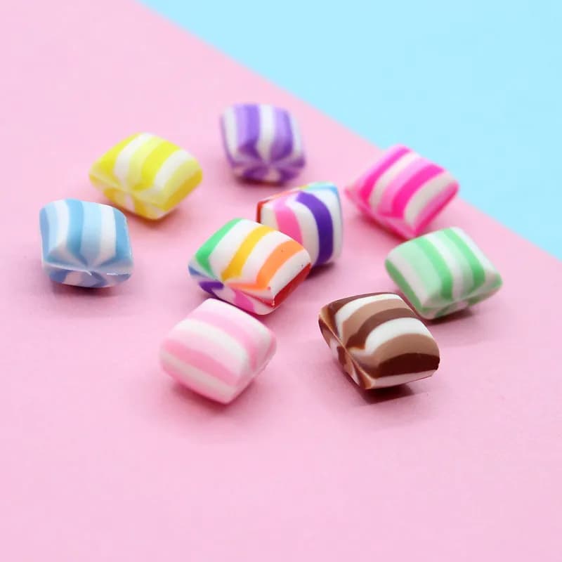 10 pz/lotto Kawaii simulazione Candy Fimo argilla polimerica arcobaleno zucchero filato fai da te forniture artigianali fatte a mano accessori Scrapbooking