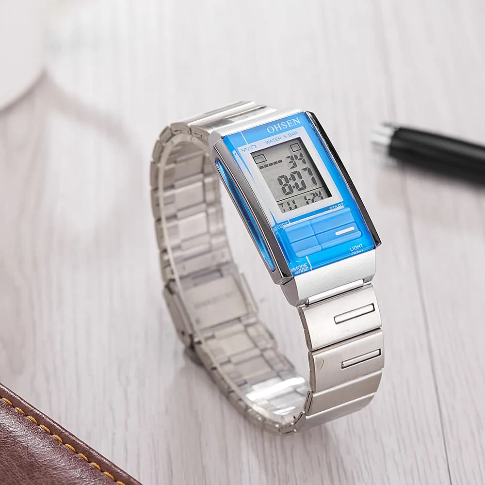 Fashion Women's Watch Digital Wrist Watch Chronograph Stainless Steel Strap Black Waterproof Black Casual Elegant Women's Watch Reloj Mujer