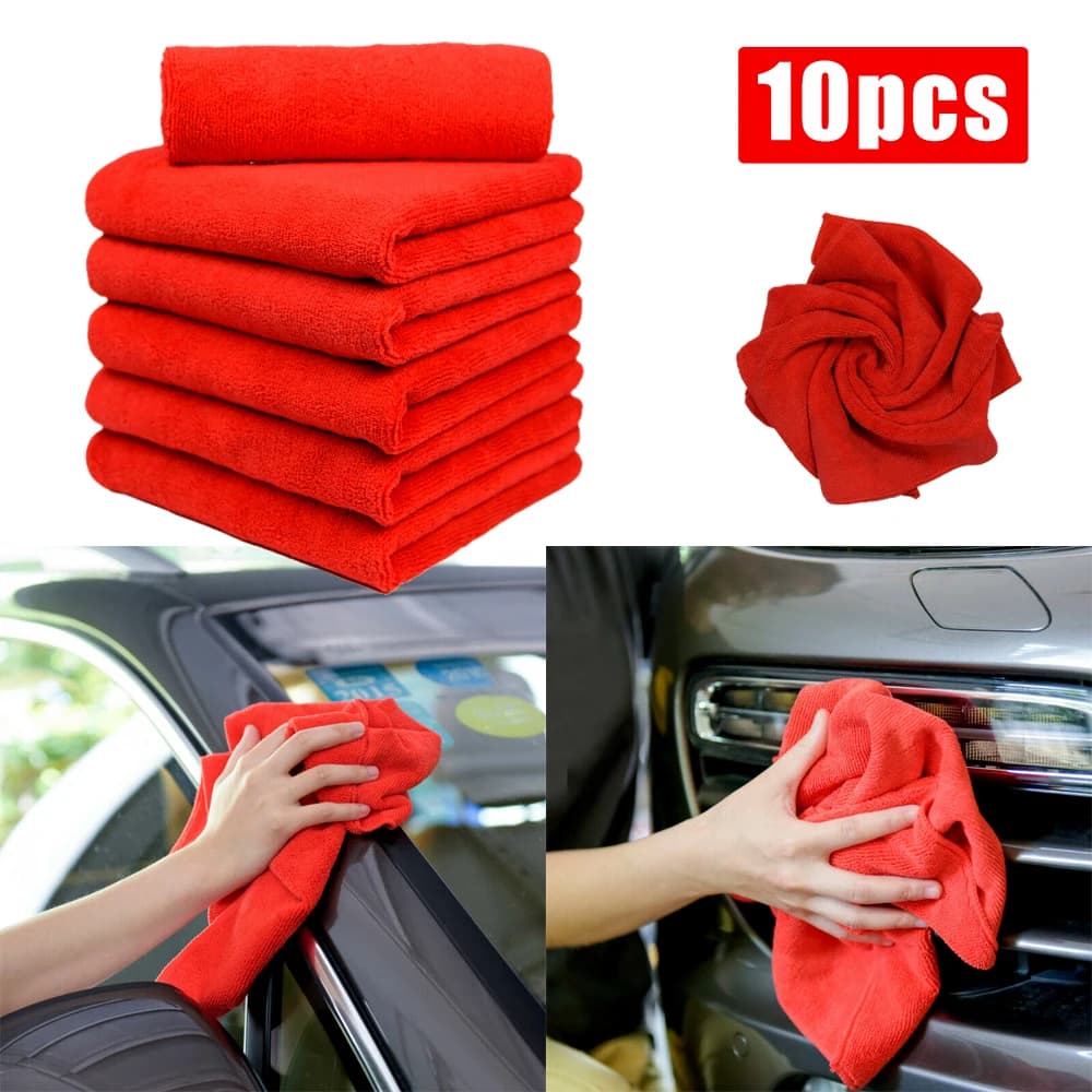 10 pezzi rosso extra morbido lavaggio auto asciugamano in microfibra pulizia auto asciugatura panno per la cura dell'auto panno dettagli asciugamano per auto mai scrat
