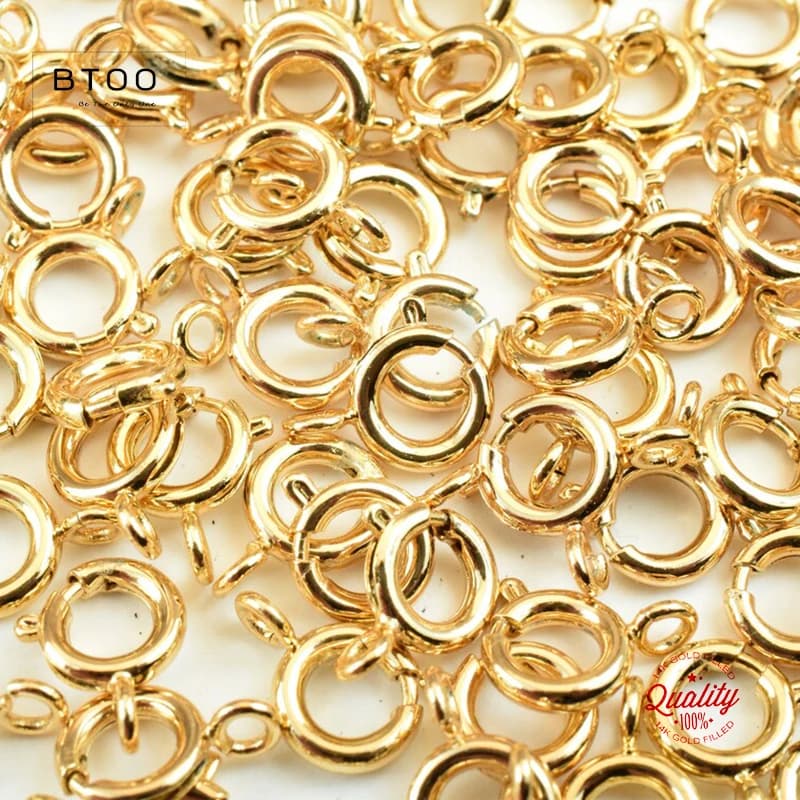 14K Gold Spring Closures, Groove Hooks for Creation of Bracelets and Necklaces, Accessories for Handmade Jewelry