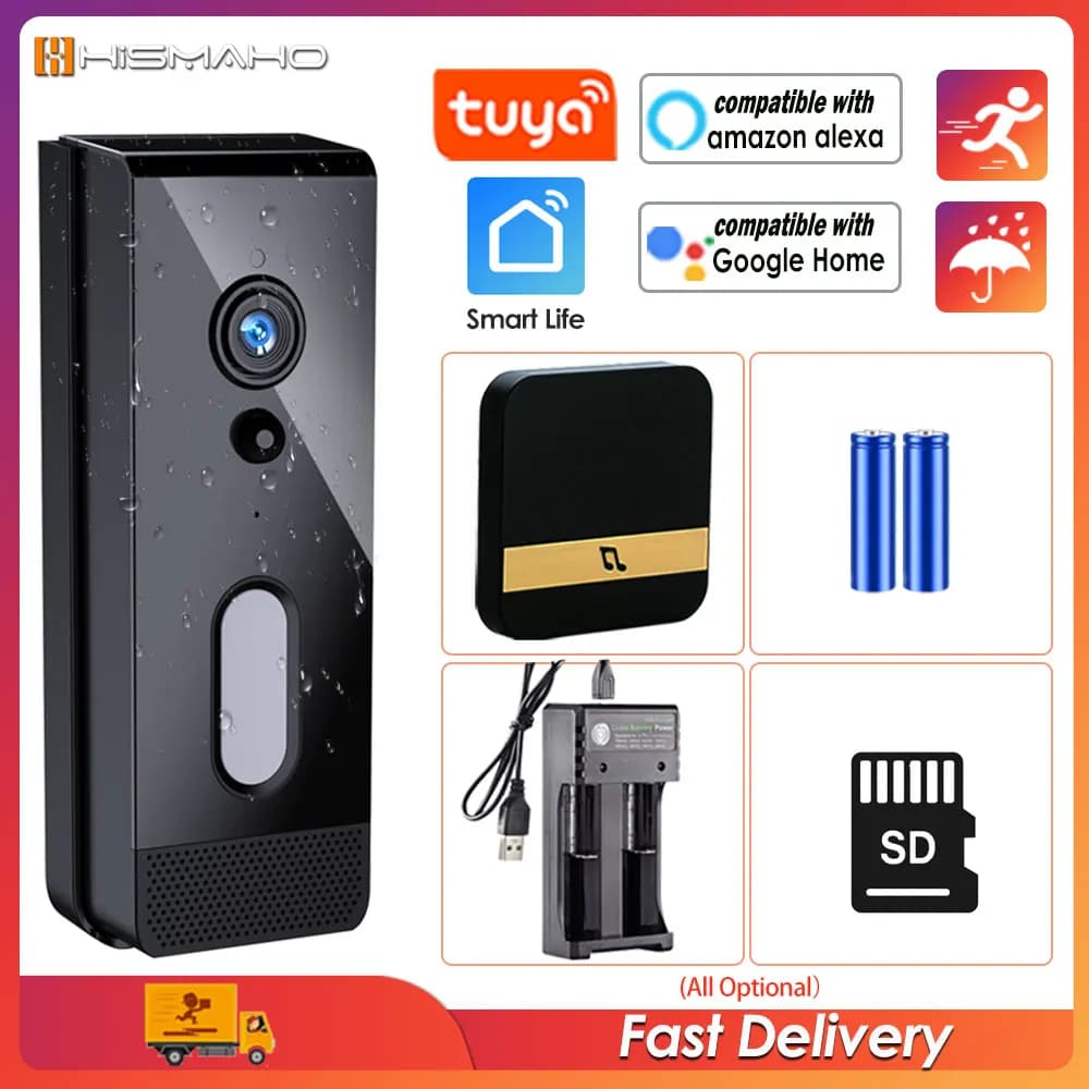 Tuya WiFi campanello telecamera esterna impermeabile IP65 videocitofono Wireless 1080P Smart Home campanello Alexa Google appartamento