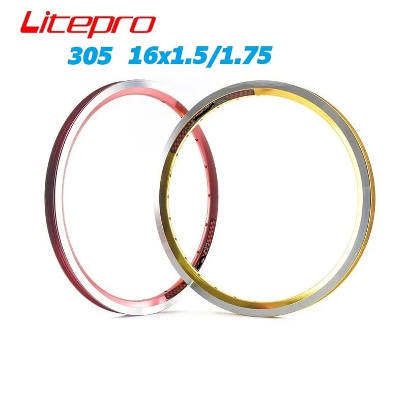 Litepro 1pcs cerchi per bicicletta pieghevoli Litepro k-fun 16 pollici 305 cerchio per bici a doppia parete 20/28 fori per bici pieghevole parte modificata