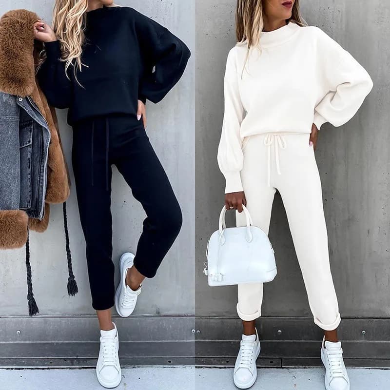 Felpe con cappuccio tuta inverno primavera solido tuta casual donna in pile 2 pezzi set felpe sportive pullover pantaloni sportivi per la casa abiti