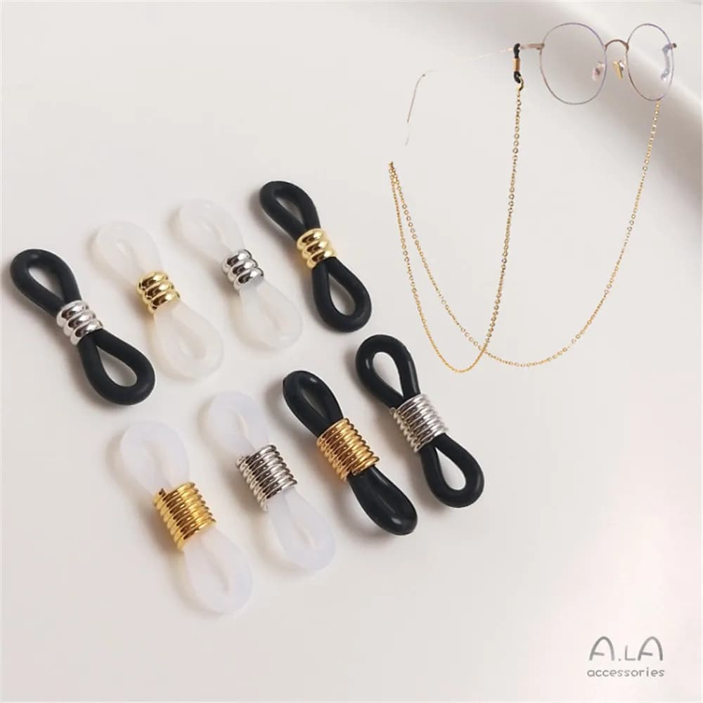 Anello in gel di silice antiscivolo in oro placcato rame 8 pulsanti manuale fai-da-te catena per occhiali da sole femminile corda per occhiali accessori per catene