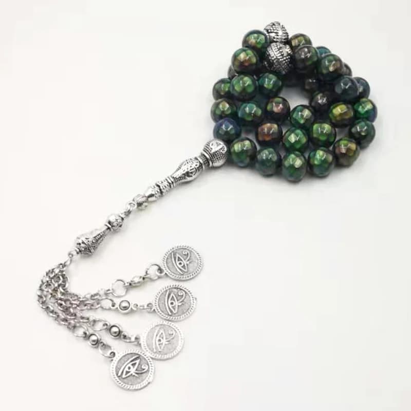 Tasbih Scolorimento speciale della temperatura Misbaha Regalo per uomo musulmano Ematite naturale 33 perline di preghiera Rosario islamico
