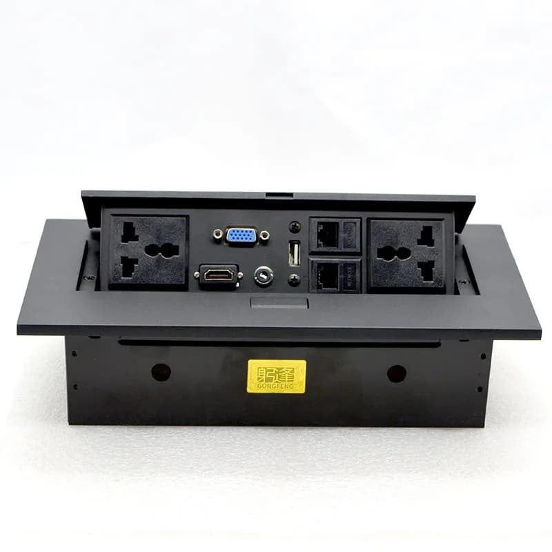 New multimedia table socket K214 universal power outlet 3 holes 3.5mm hidden table plug box for special wholesale conferences