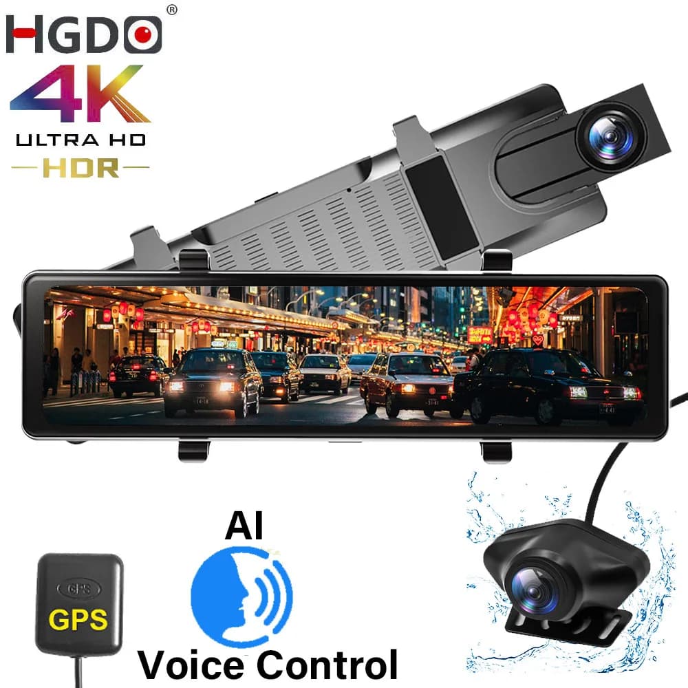 HGDO E466 12 ''4K 2160P Dash Cam specchietto retrovisore telecamera retromarcia GPS Track videoregistratore Sony IMX415 Car DVR Auto Registrar
