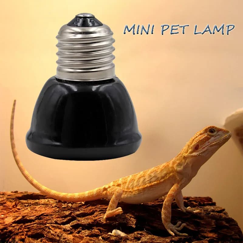Mini lampada riscaldante per animali domestici nera Emettitore in ceramica a infrarossi Lampadina di calore Allevatrice per animali domestici Polli Lampada per rettili 25/50/75/100W